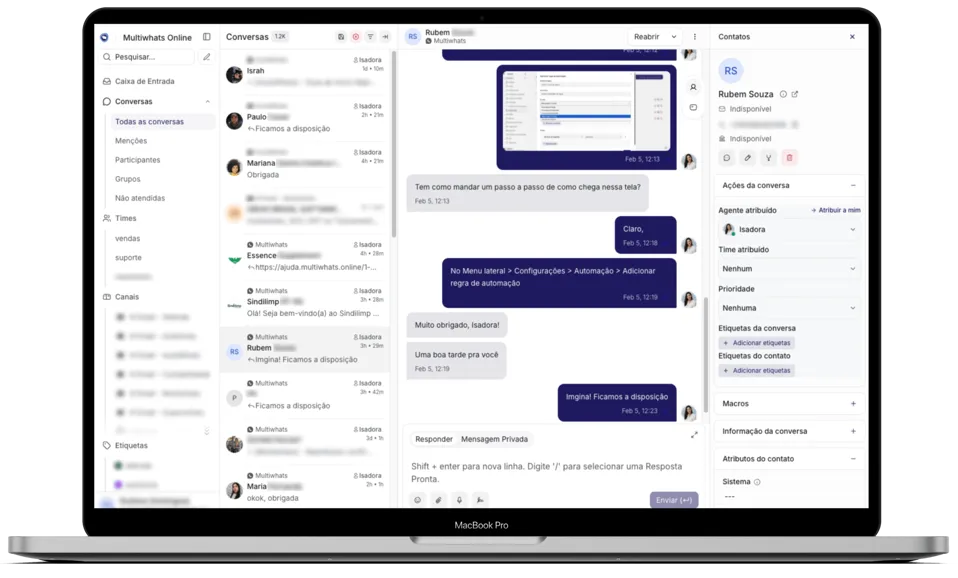 Painel do Attende com conversas, equipe e atendimentos